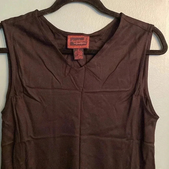 April Cornell basic black tank - v neck - sleeveless - size medium - like new - Picture 3 of 4